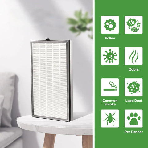 2 Pack Replacement Filters For MA Series 112 V2.0 Air Purifier 3 In 1 HEPA Activated Carbon Filter displayed on table