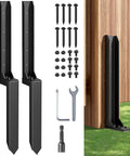 Heavy Duty Steel Fence Post Repair Kit Ground Spike Anchor For Fixing Leaning Or Broken Wood Posts Two Piece 33.62 Inch Pile Kit With Bolts No Holes Needed