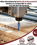 Long Lasting Sharp 3/8 Compression Router Bit With 1-1/4 In Cut Length And 3/8 In Shank, K30 Premium Carbide in CNC machine