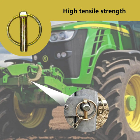 Heavy Duty Round Lynch Pin With Ring Set Seven Sixteenth Inch Tractor Trailer Lock Pins Carbon Steel Zinc Coated For Corrosion Resistance Assortment Kit For Trailers Farm Tractors Trucks Lawn Mowers on tractor hitch