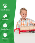Child playing with Gooseneck Hay Trailer For Farm Toys And Toy Trucks Realistic Hay Transport Playset With Durable Build
