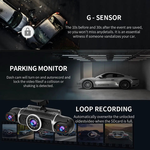 All-Around 360 Dash Cam With Four Lenses, Front, Rear, Interior And Side Views, 2K+1080P, 170 Degree And 150 Degree Wide Angles