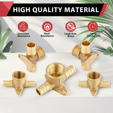 10-Pack PEX Drop-Ear Tee Fittings Three Quarters Inch by Three Quarters Inch by One Half Inch Female NPT Brass Crimp high quality