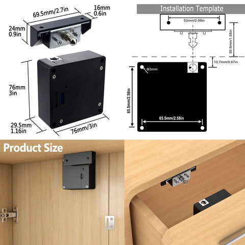 RFID Cabinet Lock System With NFC Electronic Locks For Wooden Cabinets Cupboards And Drawers 13.56MHz 2 Pack installation guide