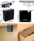 Installation diagram and product size of RFID Cabinet Lock With NFC Technology For Double Door Wooden Cabinets And Drawers