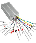 High Power 60V 2500W Brushless Rear Axle Kit With Integrated Differential And 12 To 1 Gearbox controller with wires labeled