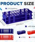 40 Hole Plastic Test Tube Rack Set With Detachable Tube Holder Colorful Blue And Red Lightweight Yet Durable Lab Organizer
