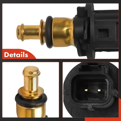 A-Premium engine coolant temperature sensor with brass tip, black housing, rubber seal, 2-pin connector