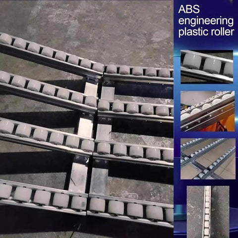 Light Duty Roller Conveyor System With Steel Frame And ABS Rollers For Warehouses And DIY Projects 30 40 50 Cm Wide Options Lengths Over 150 Cm Spliced close-up