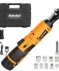 Cordless Ratchet Wrench Set 3 Eighth Inch 12V Battery Powered Tool Kit With Battery And Charger, sockets, and carry case