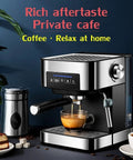 Professional Espresso Machine With Fully Automatic Brew System And Milk Frother, Stainless Steel Commercial Coffee Maker with cup.