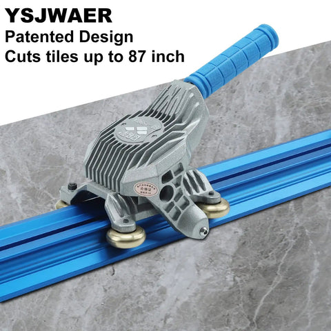Heavy Duty Manual Ceramic Tile Cutter Machine, Pro Grade Workhorse For Large Porcelain Tiles Up To 87 Inches, 2023 Model on grey tile