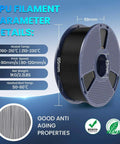 4 Pack TPU 3D Printer Filament Bundle 1.75mm Flexible High Speed 95A Black Filament Individually Vacuum Packed 4 Spools Total 4kg Built For Fast Printing And Durable Prints, spool detailed view