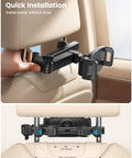 Backseat Tablet Mount With Three In One Extension Arm For Car Headrest Adjustable Holder Fits 4.7 To 11 Inch Tablets, installation view