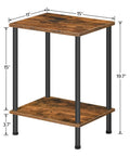 Set Of Two Rustic Brown End Tables Featuring Built Tough Industrial Frames Double Tier Storage Compact Side Tables And Nightstands For Living Rooms And Bedrooms With Easy Peasy Assembly That Actually Holds Up, 15L x 11W x 19.7H inches.