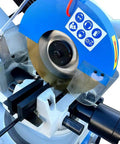 Close-up of Tough As Nails Hydraulic Cold Cut Saw Rocking Four Horsepower And Two Speed Semi Automatic Drive for smooth metal cutting.