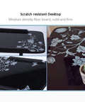 Smooth Operator Height Adjusting Overbed Table Rolling Desktop Stand Up Computer Workstation Multi Purpose Serving Tray with floral design