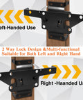 Self Closing Gate Hinge And Latch Kit For Vinyl And Wood Fence Gates Kid Safe Heavy Duty Gate Hardware With Self Locking Latch Adjustable Hinges And Included Screws 2 Latches And 4 Hinges Easy Installation. left and right-handed black steel gate latch on wood post
