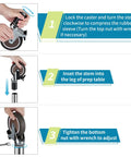 Installation guide for Rock Solid 4 Inch Expanding Stem Casters Delivering Ghost Quiet Tpe Roll With Lock Brakes, showing locking and positioning steps.