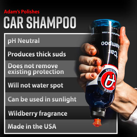 PH Neutral Car Wash Soap For Snow Foam Cannon And Pressure Washer 5 Gallon Bucket Auto Detergent With Powerful Spot Free Cleaning And Safe Sun Use Every Day, hand holding bottle