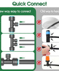 Comparison of quick connect and old way in Drip Irrigation Kit With Smart Water Timer For Garden Yard And Greenhouse, 98 Feet Hose