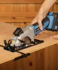 Badass Cordless Mini Circular Saw Featuring 4-1/2-Inch Pure Copper Motor And Integrated Laser Guide For Clean Cuts Rapid Setup Lightweight Build handles cutting plywood.