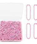 100 Pcs Metal Ball Bead Chains 4.72 Inch Adjustable Keychain Beaded Chains with Connectors for DIY Crafts, Pink, Rustproof