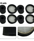 Top Notch Car Vacuum Filter Element With High Precision Filtration Keeps Oil Mist And Dust Out, Purifies Exhaust Gases, Easy Plug And Play Replacement For Most Vacuum Pumps, Standard Size Direct Fit And Durable. 2/4 sets of black foam and pleated filters.