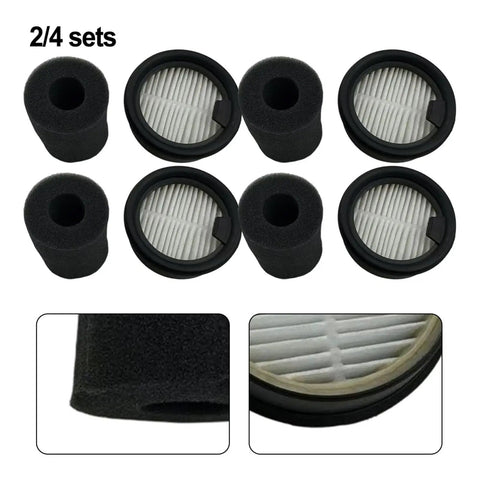 Top Notch Car Vacuum Filter Element With High Precision Filtration Keeps Oil Mist And Dust Out, Purifies Exhaust Gases, Easy Plug And Play Replacement For Most Vacuum Pumps, Standard Size Direct Fit And Durable. 2/4 sets of black foam and pleated filters.