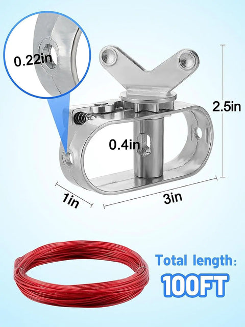 Pool Cover Cable And Winch Kit With 100 Ft Plastic Coated Steel Wire And Heavy Duty Zinc Alloy Spring Loaded Ratchet for pools