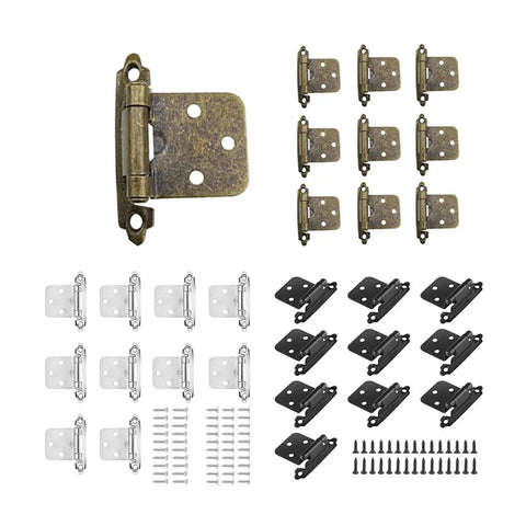10 Pcs Self Closing Overlay Cabinet Hinges In Cold Rolled Steel With Mounting Screws for kitchen cabinets and vanities