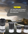 1.25 Inch Plossl Telescope Eyepiece Set with 10mm and 25mm Plossl Eyepieces and 2x Barlow Lens in scenic background