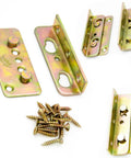 Heavy Duty Bed Rail Brackets Full Set Of 4, Rust Proof No Mortise Frame Connectors For Wood Beds, Universal Headboard Footboard Hardware Kit with screws.