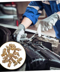 Grease Fittings Kit With Straight And Angled Nozzles For Automotive And Industrial Use Includes Storage Box For Easy Organization Assorted Nipples And Fittings For Repairs And Maintenance seen in use during vehicle maintenance with hand and glove.