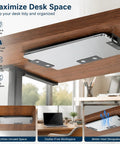 Rock Solid Under Desk Laptop Mount Built Tough Adjustable Metal Shelf under desk view showcasing stability and space-saving design.