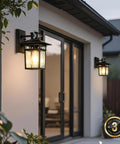 Smart Motion Sensor Outdoor Wall Light For Porch And Garage White Dusk To Dawn Exterior Fixture Rustproof Aluminum Weatherproof PIR Sensor Auto On At Sunset Dim 30 Percent Full Brightness On Motion Returns To Dim After Two Minutes mounted on modern porch wall
