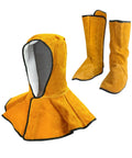 Leather Welding Hood Caps With Neck Drapes And Fireproof Shoe Covers For Welding Safety Boots Head And Foot Protection Gear For Men And Women