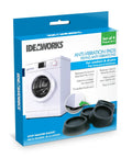 Packaging of Low Noise Washing Machine Vibration Pads Four Piece Set For All Washers And Dryers No Brainer Slide In Install Reduces Noise