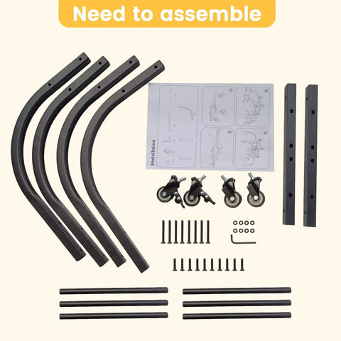 Heavy Duty Firewood Rack With Casters For Indoor Or Outdoor Use assembly parts, including steel frame and wheels