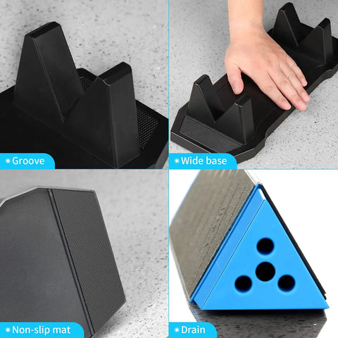 Diamond Whetstone Knife Sharpener With 3 Grit Levels 150 Coarse, 325 Medium, 1200 Extra Fine Pro Grade showing groove and base
