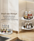 Super Sturdy Premium Three Tier Corner Shower Caddy With Slick 360 Spin Lazy Susan Tray And No Fuss Wall Mount in kitchen corner