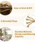 Heavy Duty Jute Rope 1 Inch By 100 Feet Twisted Natural Rope For DIY Home Decor, Crafts, Swing Railing And Climbing Projects image