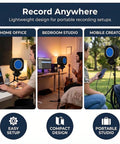 Home Studio Vibe Microphone Isolation Shield With Pop Filter for Clean Recordings in varied setups; home office, studio, mobile.