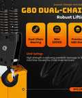 Image of Heavy Duty Electric Chain Hoist 1 Ton, 2200 Lb Capacity, with G80 dual chain, cushioning springs, and robust lifting features.