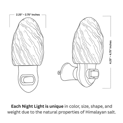 Diagram of Pink Himalayan Salt Lamps Hand Carved Natural Night Lights with dimensions for bedrooms and home decor.