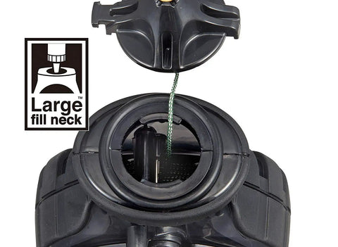 Close-up of large refill port and braided cord on Jam Free Chalk Line For Builders And DIY Pros With Extra Bold 0.04 Inch Line