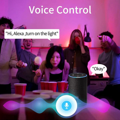 Group in kitchen using Alexa to control Smart Candelabra LED E12 Bulbs 4 Pack With HomeKit And WiFi Dimmable Chandelier Lights