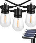 Close-up of 48 Foot Solar String Lights Outdoor USB Rechargeable Waterproof Shatterproof Bulbs Hanging Lights For Backyard Porch