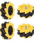 MECCANIXITY 4-pack Mecanum wheels set, 80mm, yellow with black rollers for omnidirectional robot cars