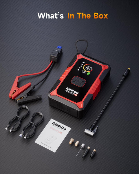 4 In 1 Jump Starter With Air Compressor And Tire Inflator, 4000A Car Battery Booster, 160 PSI Tire Pump, accessories included